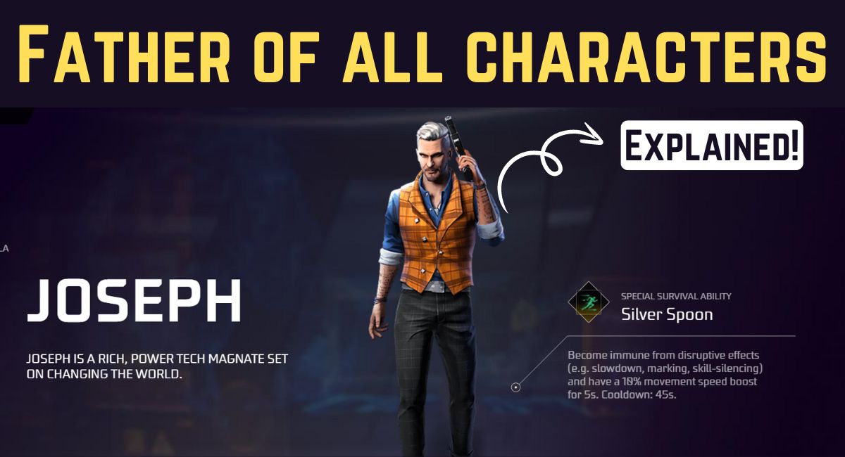 Joseph Character in Free Fire and its ability poster